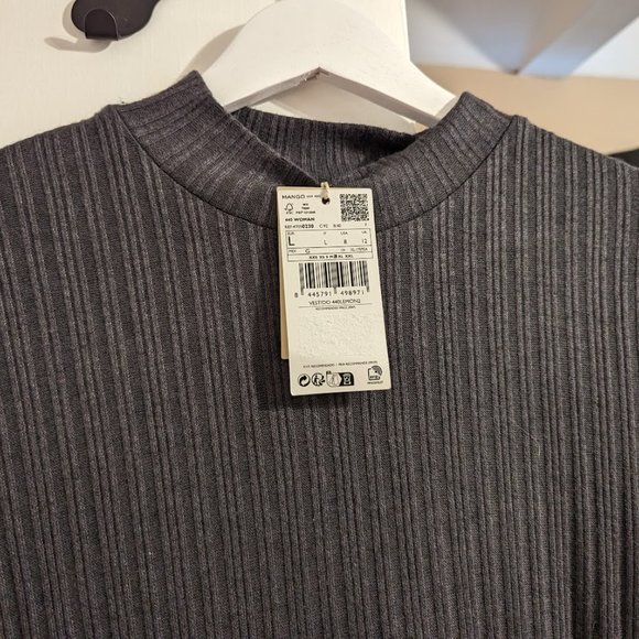 Mango MNG Short Knitted Turtleneck Sweater Dress Gray Size 8 NWT - Picture 6 of 10
